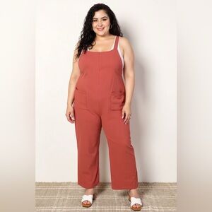 Perfee Wide Leg Overalls with Front Pockets